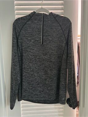 NEW Heathered Black Quarter-Zip Performance Sweater